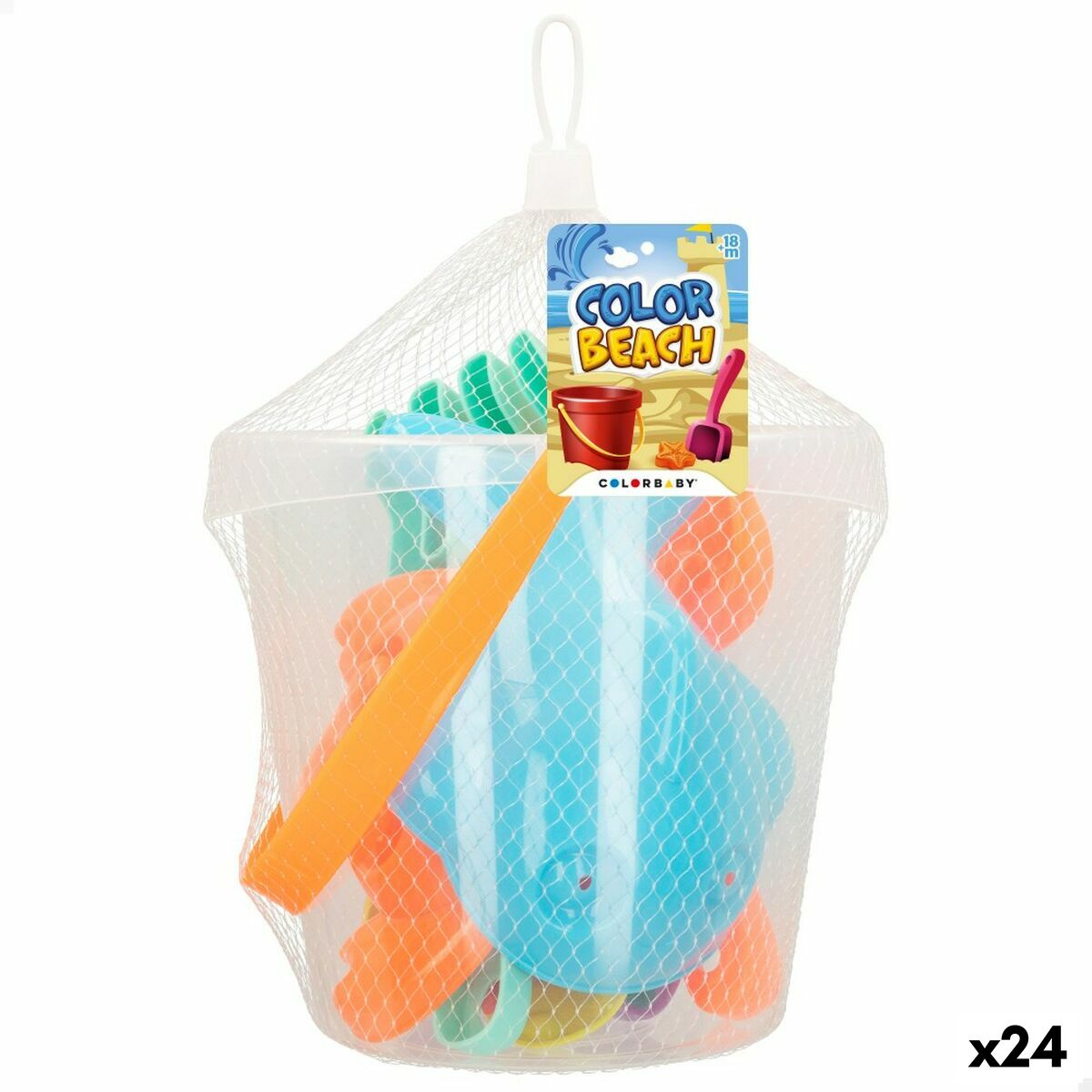 Conjunto de brinquedos de praia Colorbaby Ø 18 cm (24 Unidades)