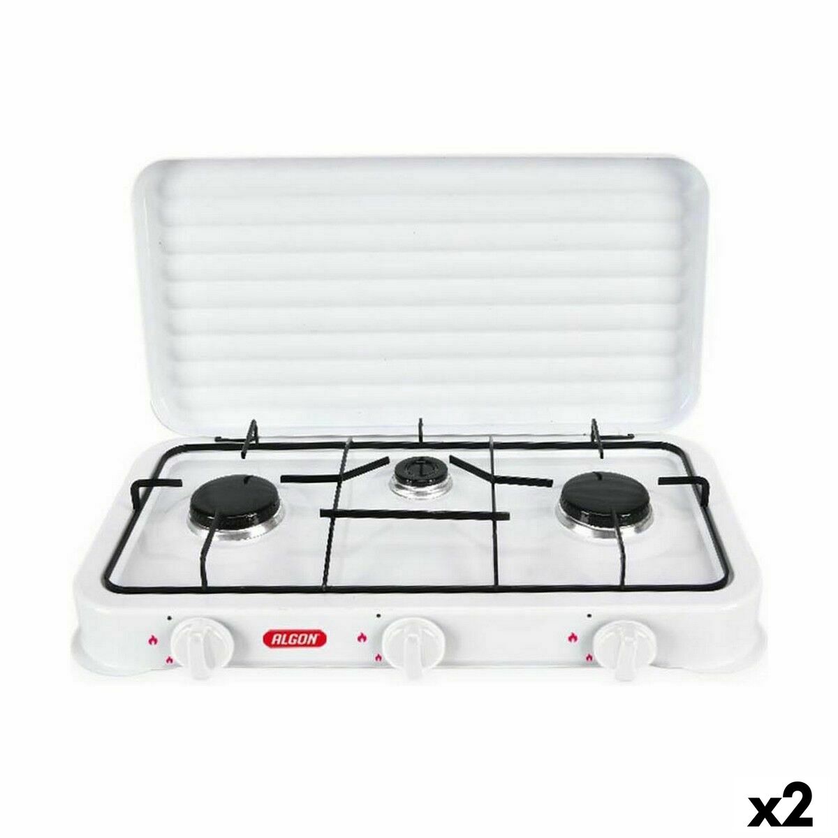 fogão a gás Algon Com tampa Branco 5400 W 55 x 7 x 32 cm (2 Unidades)