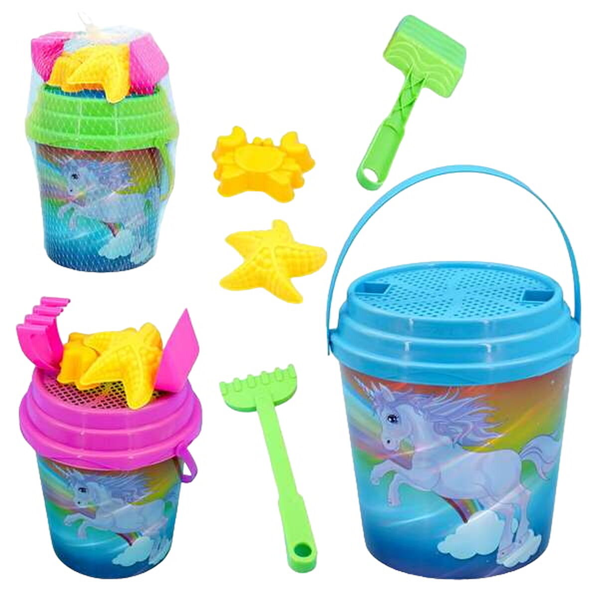 Conjunto de brinquedos de praia Juinsa Unicórnio 17 x 17 cm