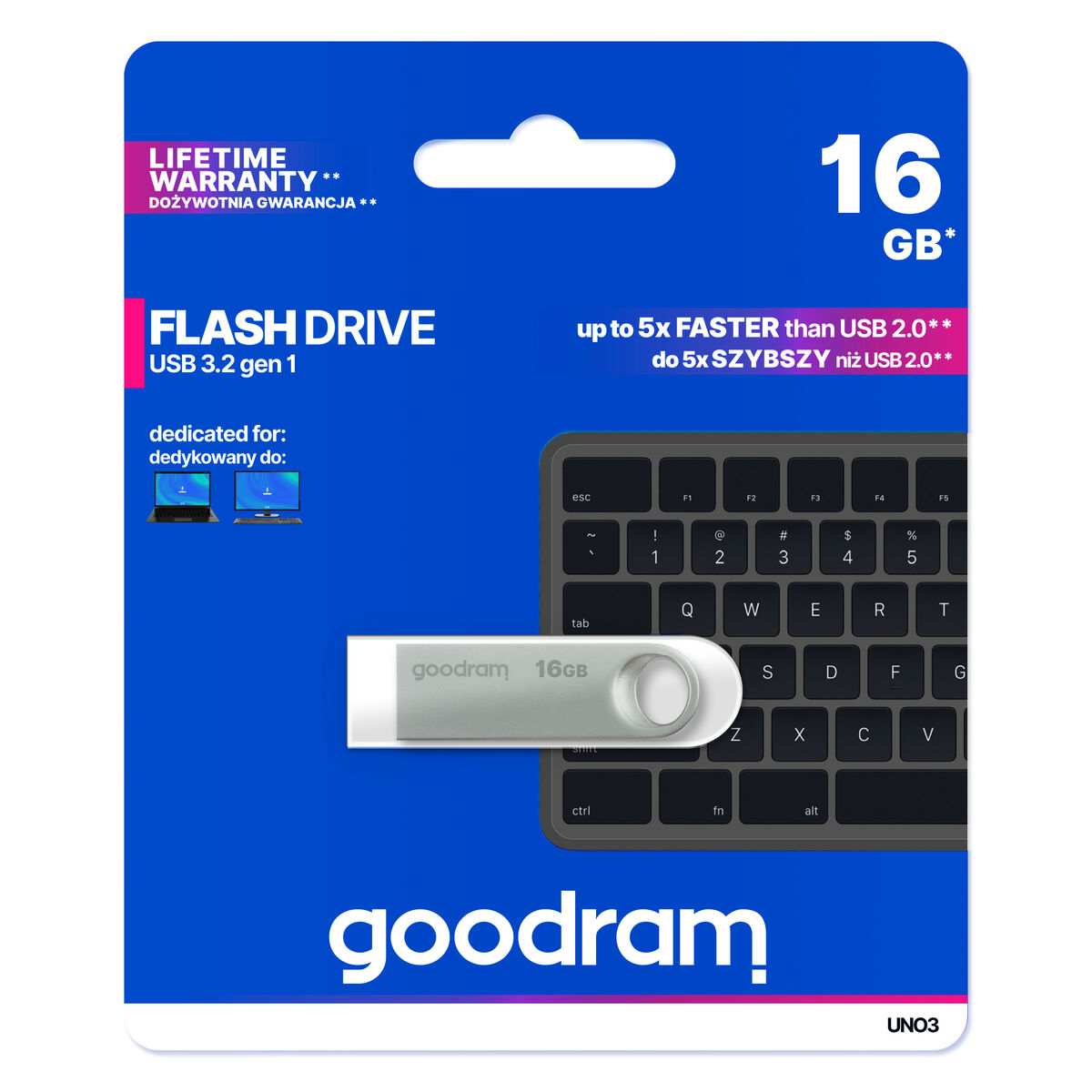 Memória USB GoodRam FLASHDRIVE Prateado 16