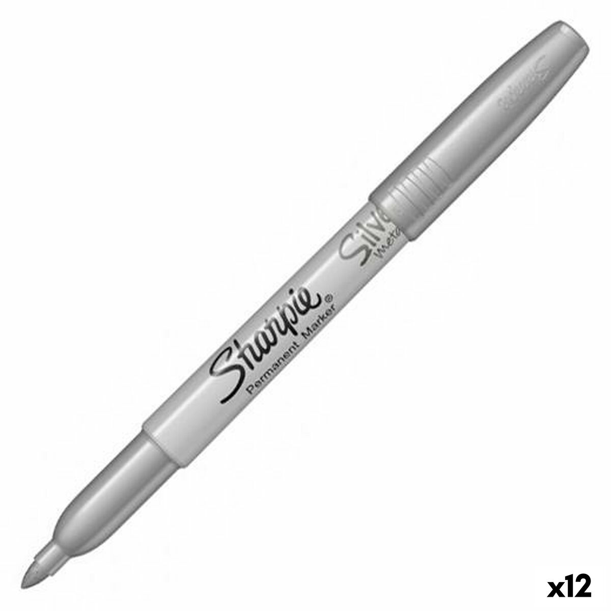 Rotulador permanente Sharpie 1891063 Prateado 1,4 mm (12 Unidades)