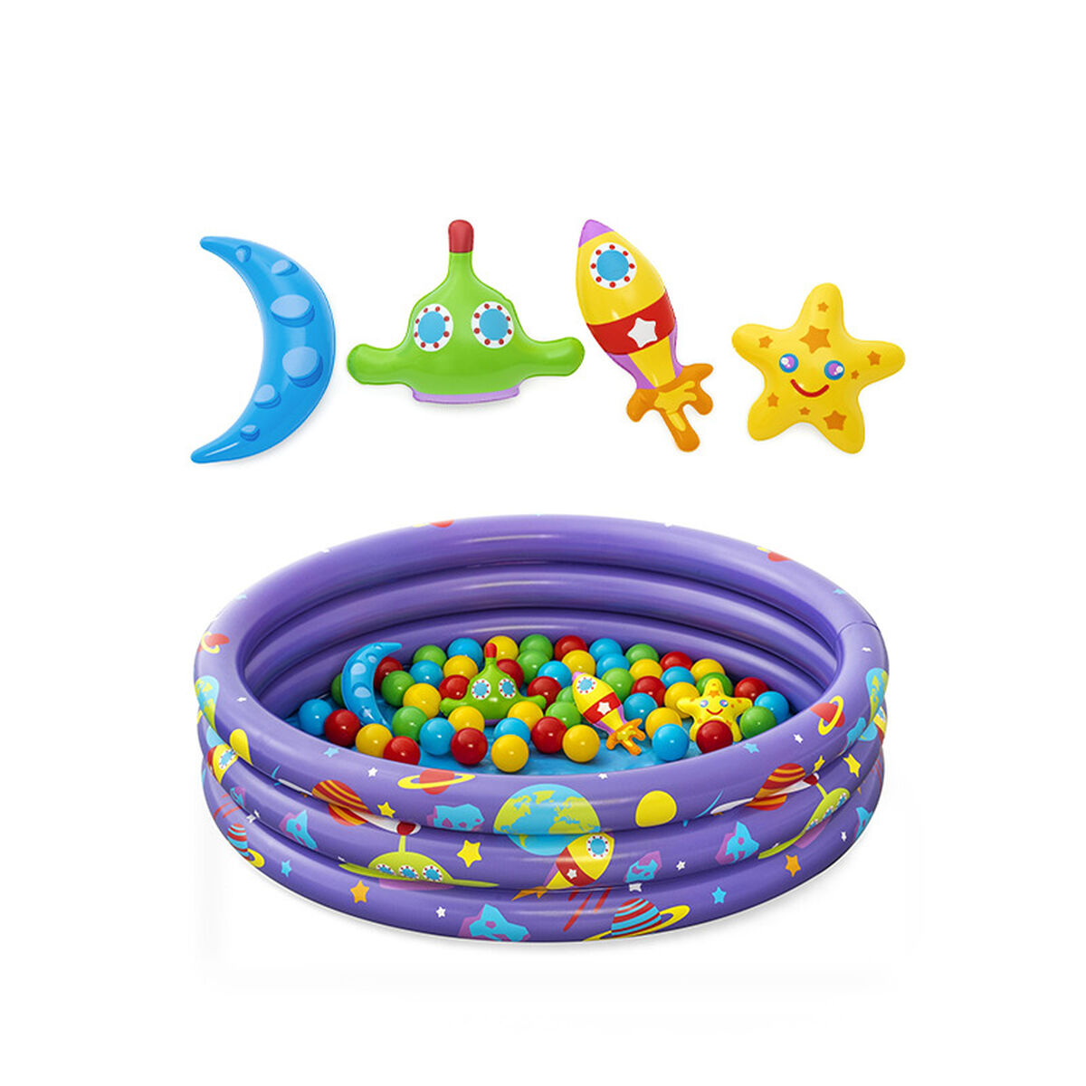 Bestway Piscina Insuflável Infantil 3 Argolas com Bolas 102x25 cm +2 Anos Interior e Jardim 52466