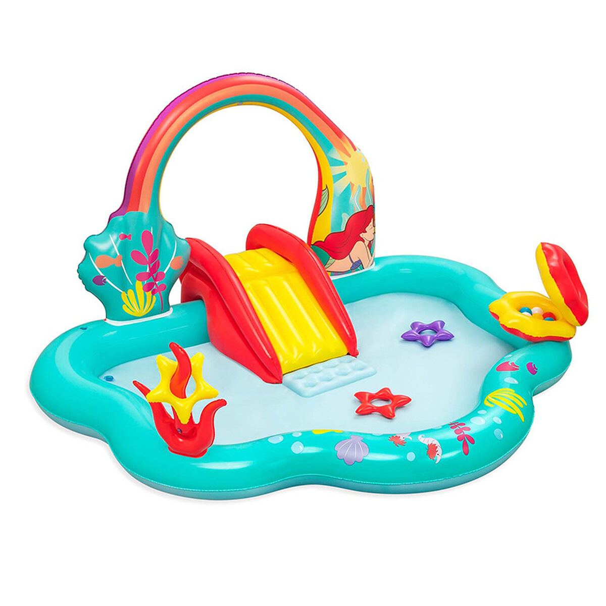 Bestway Piscina Insuflável Parque Jogos Disney Sereia 221x193x117 cm +2 Anos Jardim 91097