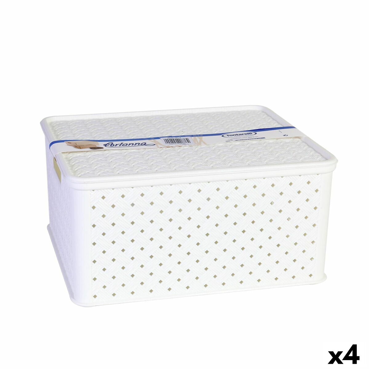 Caixa de Armazenagem com Tampa Tontarelli Arianna Branco 13 L 33 x 29 x 16 cm (4 Unidades)