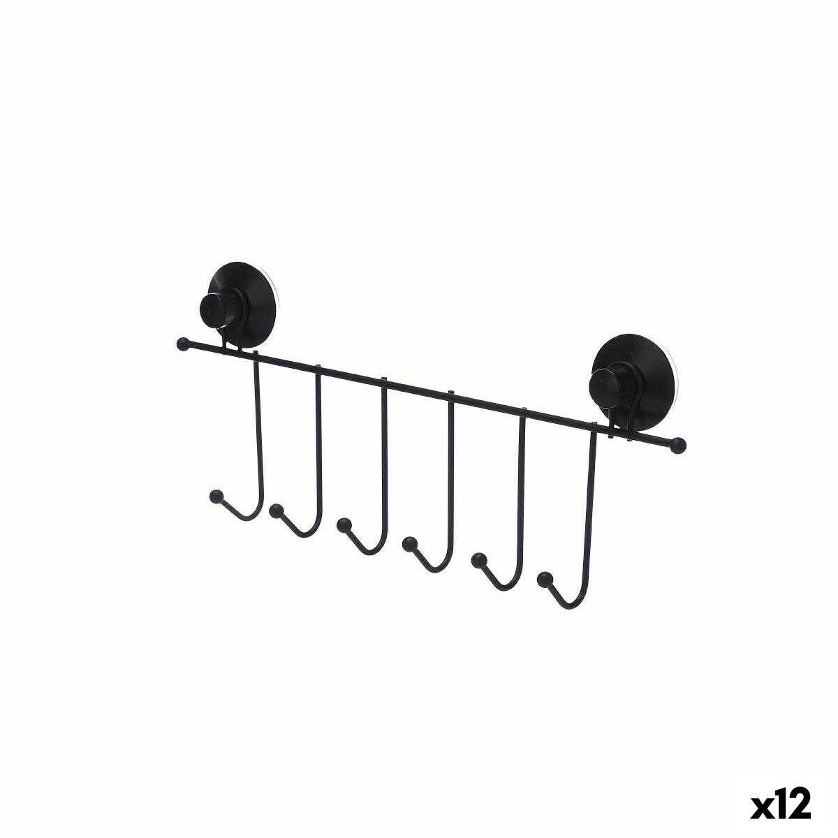 Ganchos para Portas Berilo Preto Aço ABS 39 x 16 x 4,9 cm (12 Unidades)