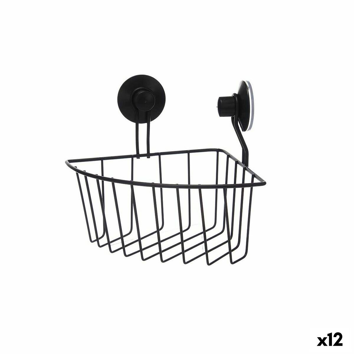 Suporte de Duche Berilo Preto Aço ABS 13,5 x 17 x 3 cm (12 Unidades)