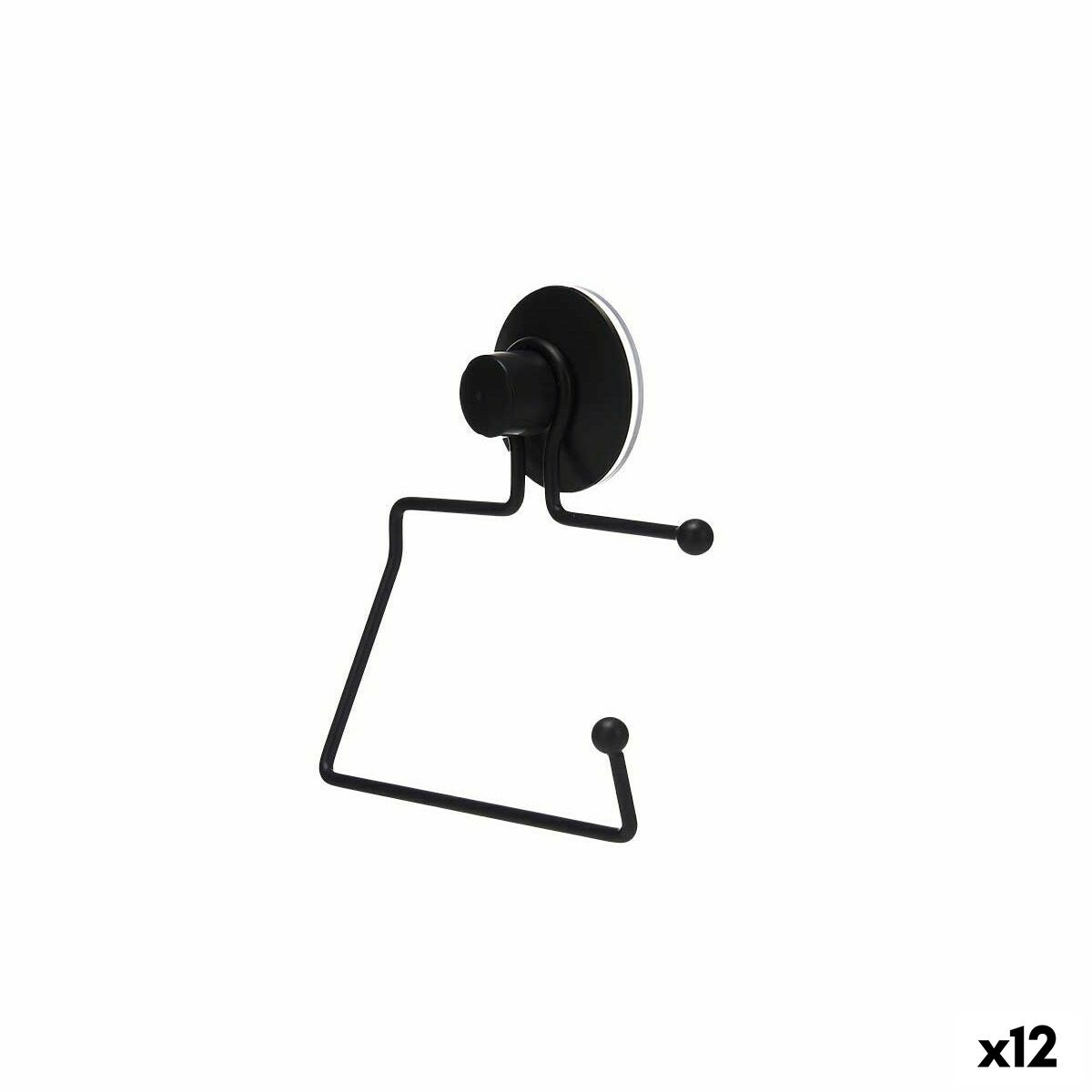 Porta-Rolos de Papel Higiénico Berilo Preto Aço ABS 12 x 14 x 3,5 cm (12 Unidades)