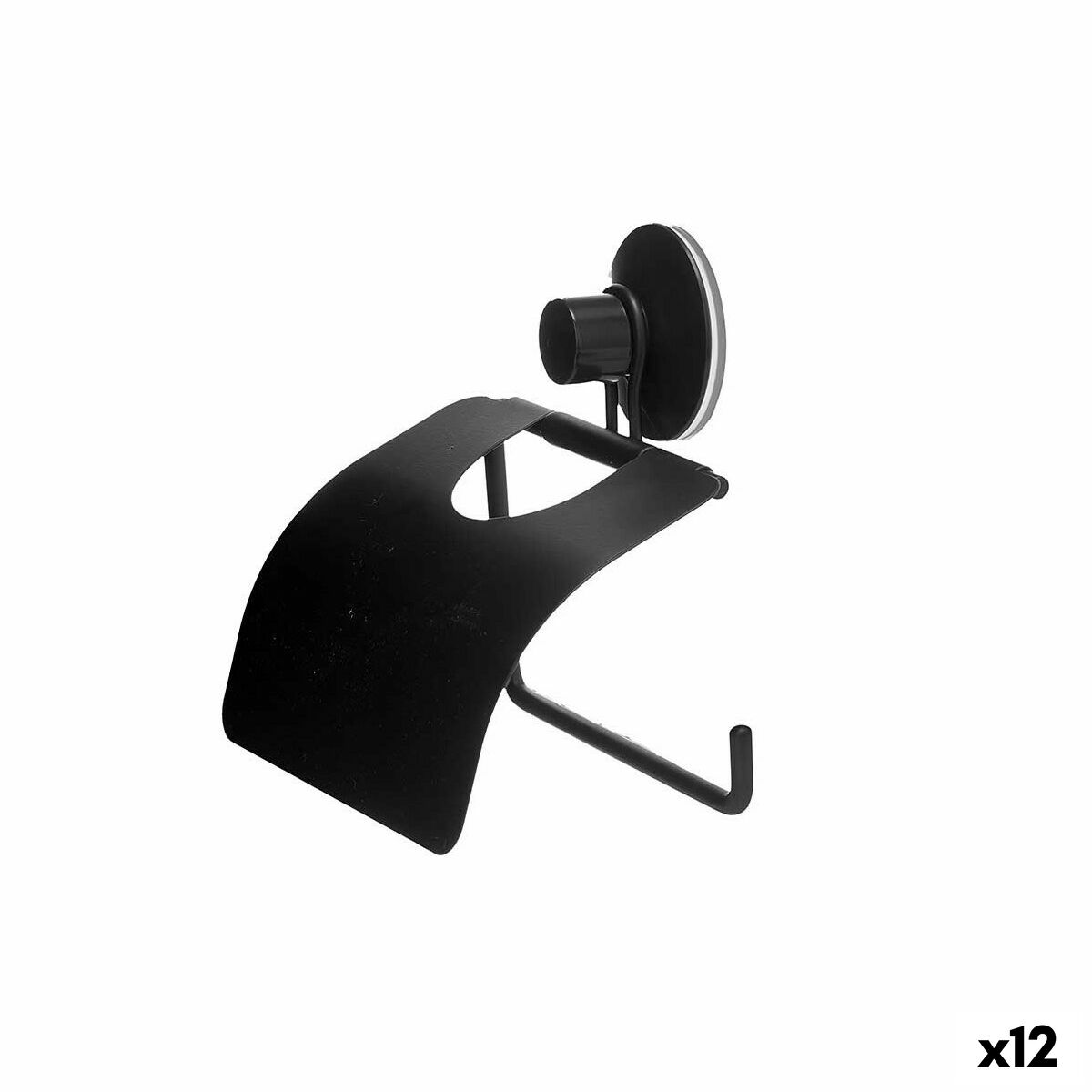 Porta-Rolos de Papel Higiénico Berilo Preto Aço ABS 13,5 x 12 x 3 cm (12 Unidades)