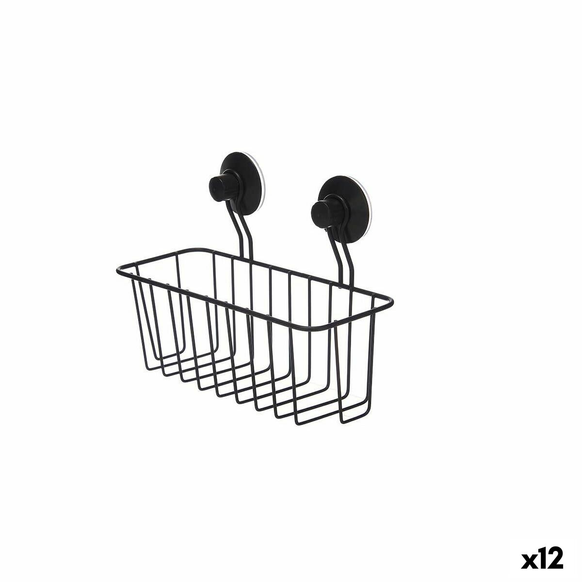 Suporte de Duche Berilo Preto Aço ABS 24 x 18 x 10 cm (12 Unidades)