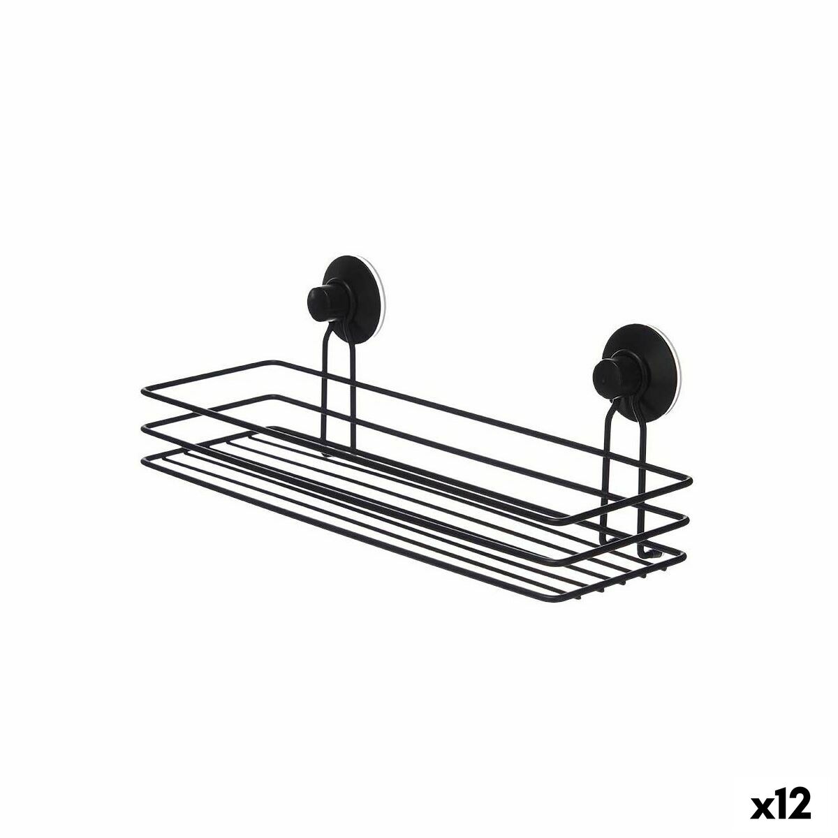 Suporte de Duche Berilo Preto Aço ABS 35 x 13 x 13 cm (12 Unidades)