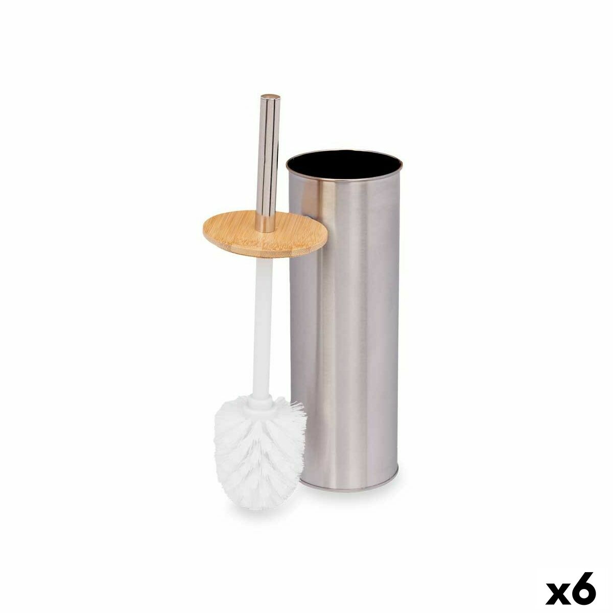 Piaçaba Berilo Prateado Bambu Aço inoxidável 9,5 x 27,5 x 9,5 cm (6 Unidades)