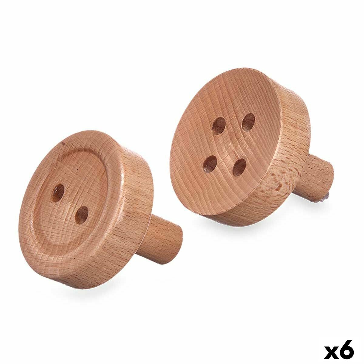 Cabides Gift Decor Castanho Madeira Botões Conjunto 2 Peças (6 Unidades)