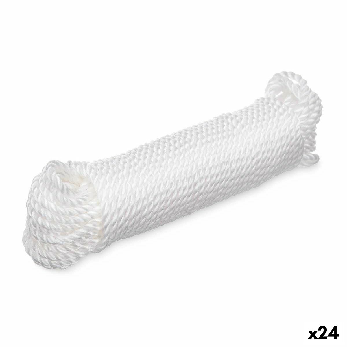 Corda para estendal Branco Plástico 20 m 8 x 24 x 5 cm 5 x 24 x 6 cm 0,6 x 2000 cm (24 Unidades)