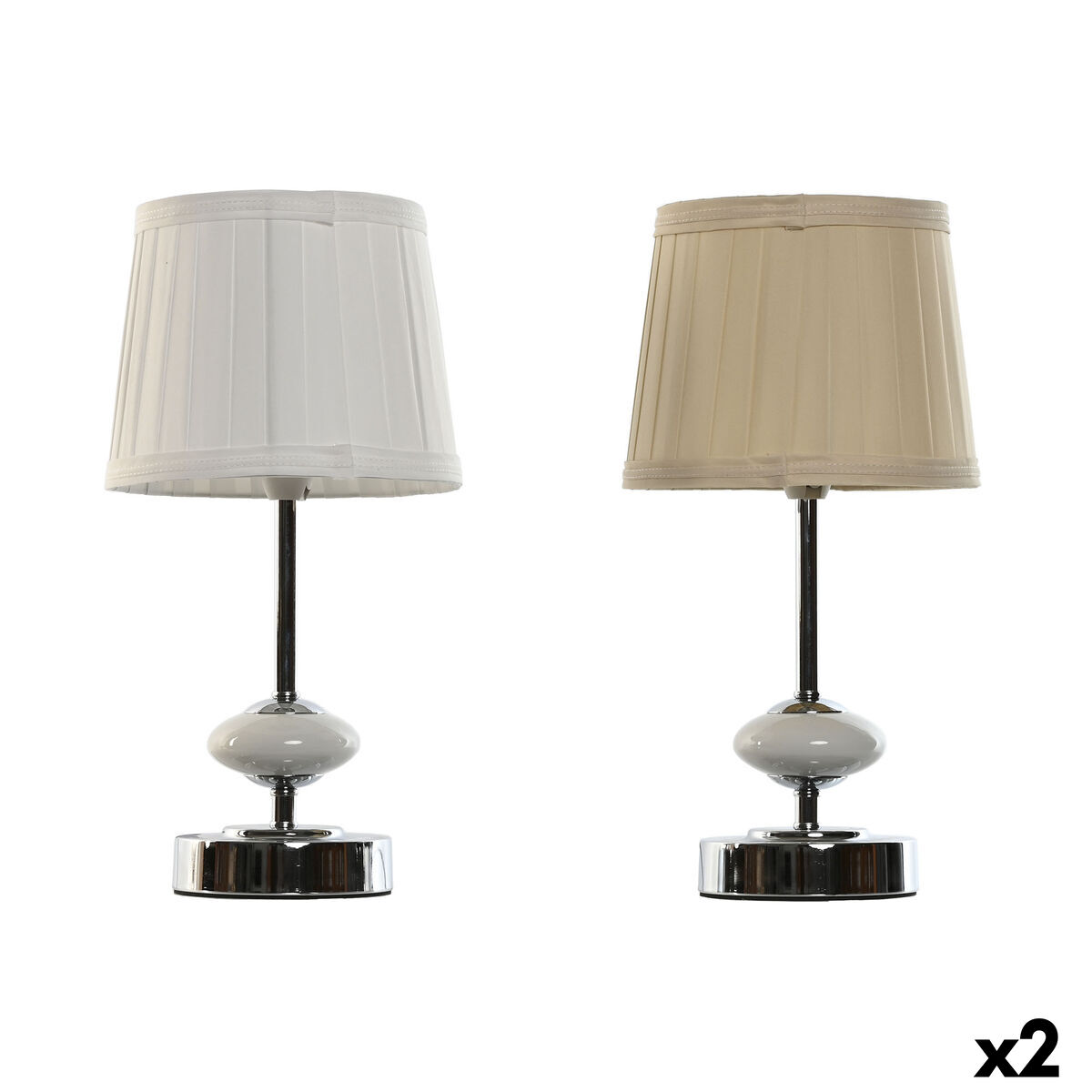 Lâmpada de mesa Home ESPRIT Branco Bege Metal Porcelana 20 W 220 V 17,5 x 17,5 x 35 cm (2 Unidades)