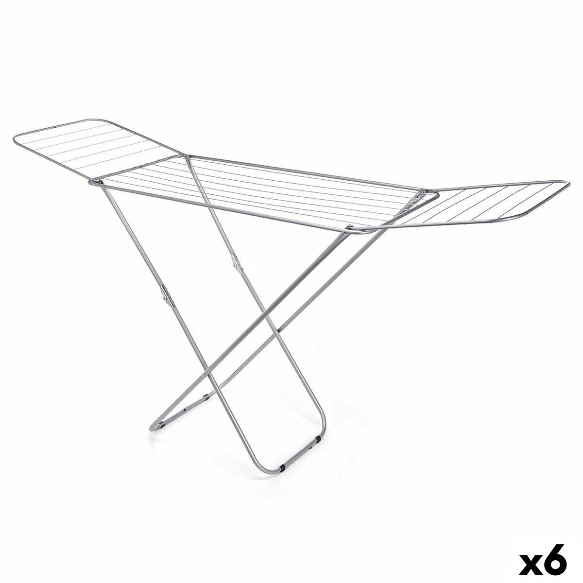 Estendal de Roupa Dobrável Kipit Prateado Metal 183 x 50,5 x 104 cm 127 x 4 x 50 cm 127 x 5 x 50 cm (6 Unidades)