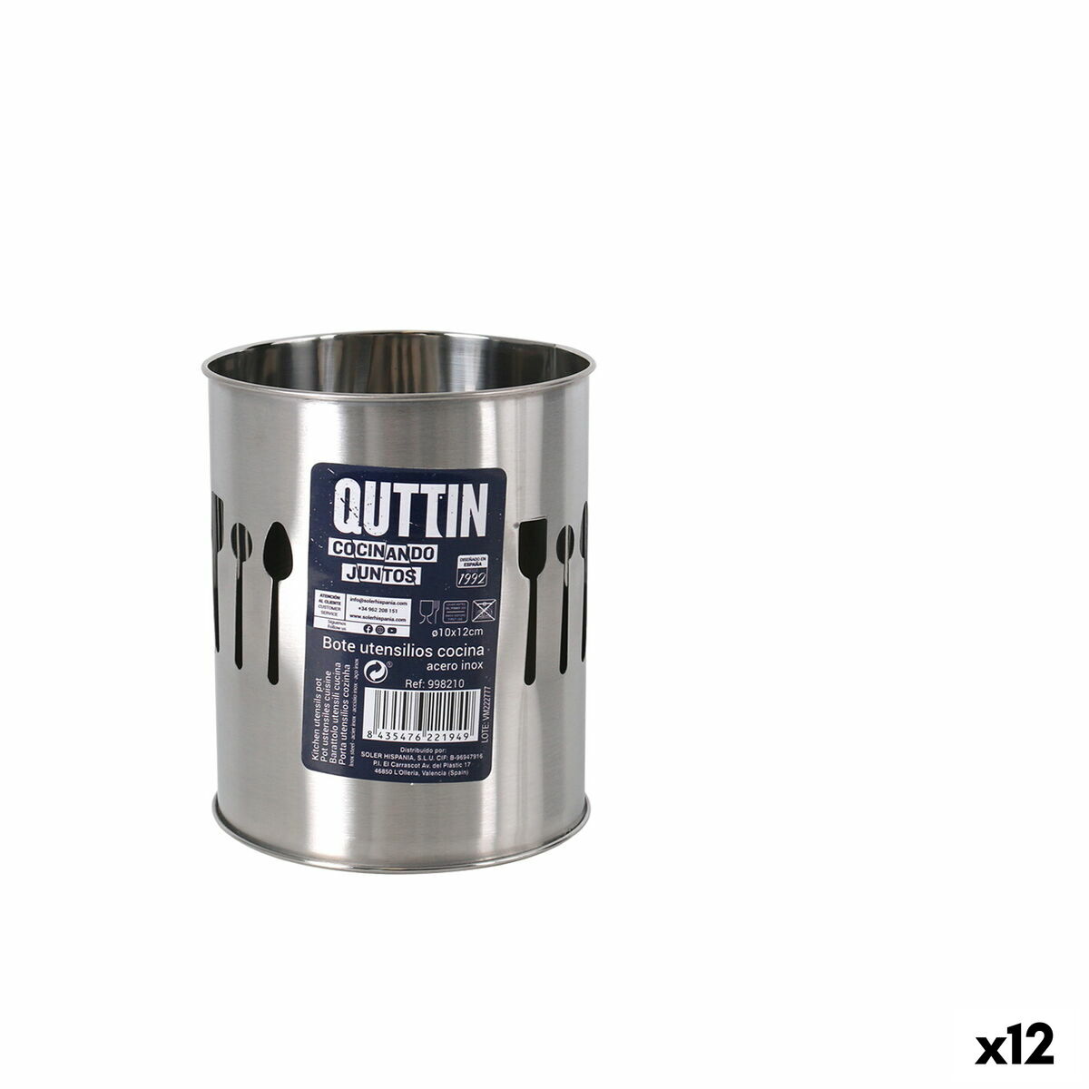 Organizador de Talheres Quttin Quttin Aço inoxidável ø 10,3 x 12,2 cm (12 Unidades)