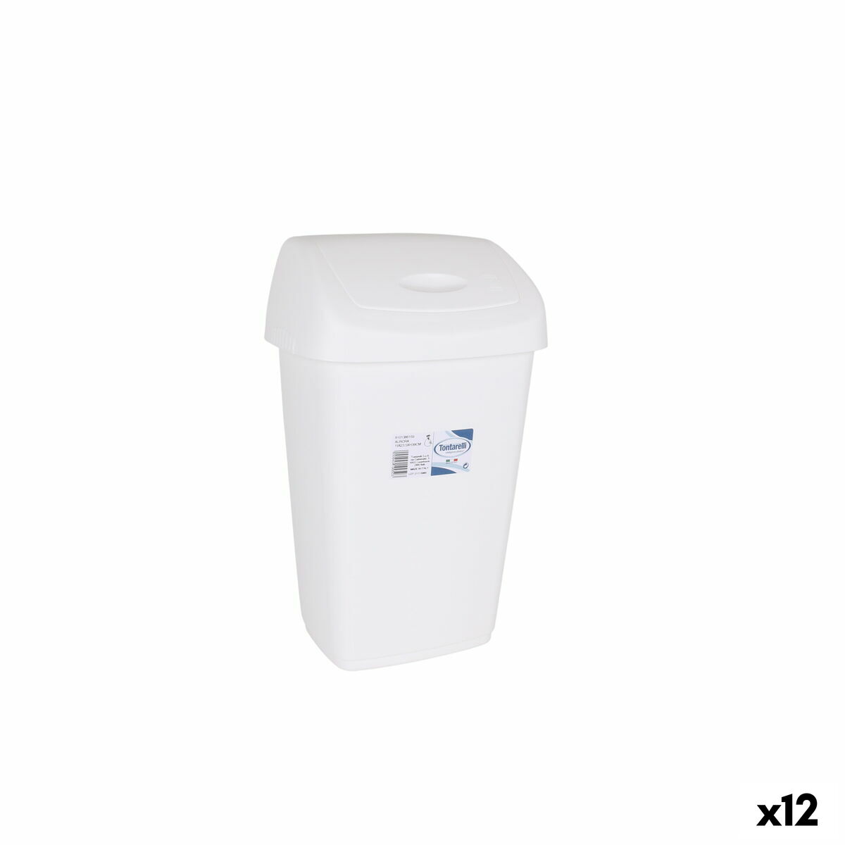 Papeleira Tontarelli Aurora Branco 9L Com tampa (12 Unidades)