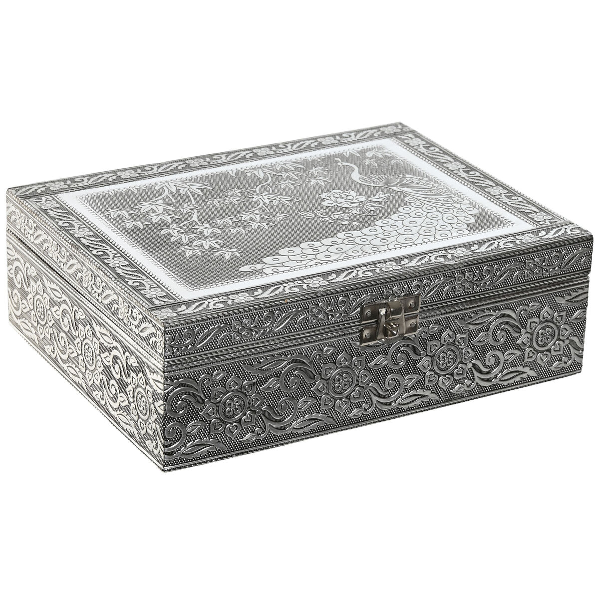 Guarda-Joias Home ESPRIT Verde Prateado Madeira Alumínio 22,5 x 17,5 x 7,6 cm