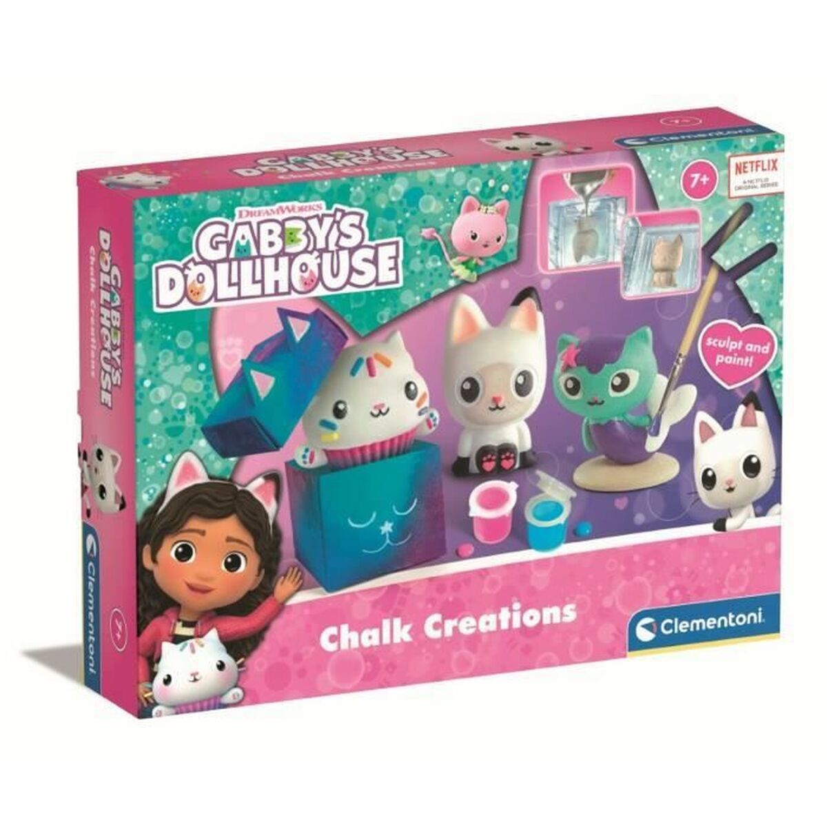 Pasta para modelar Clementoni Gabby´s Dollhouse Chalk Creation Cor de Rosa