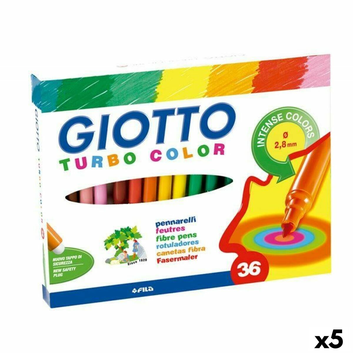 Conjunto de Canetas de Feltro Giotto Turbo Color Multicolor (5 Unidades)