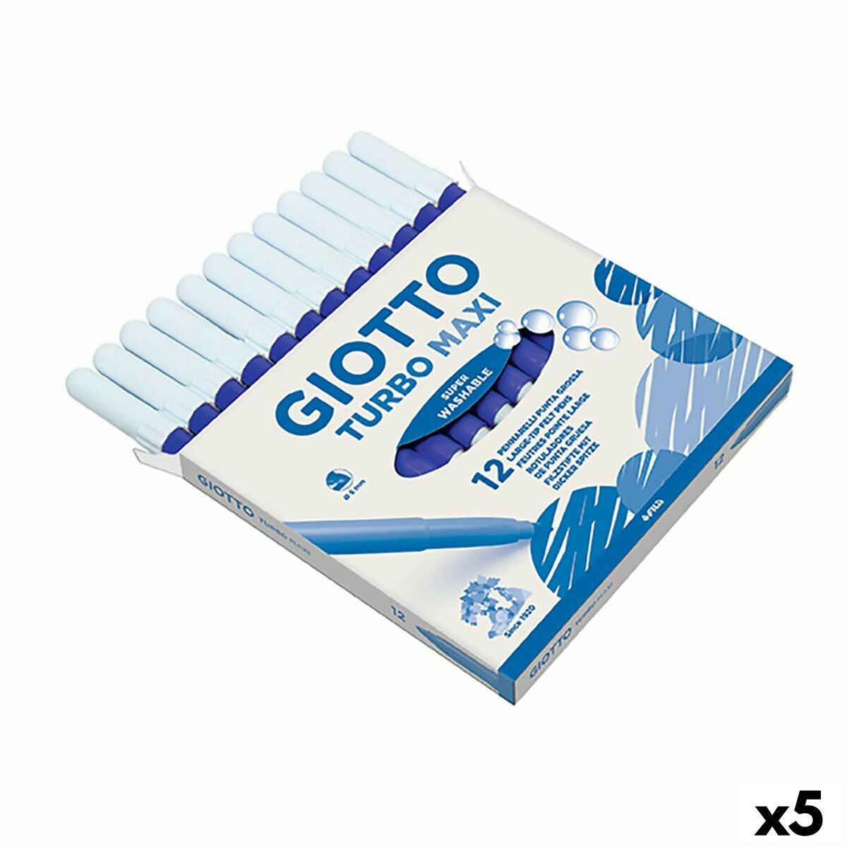 Conjunto de Canetas de Feltro Giotto Turbo Maxi Azul (5 Unidades)