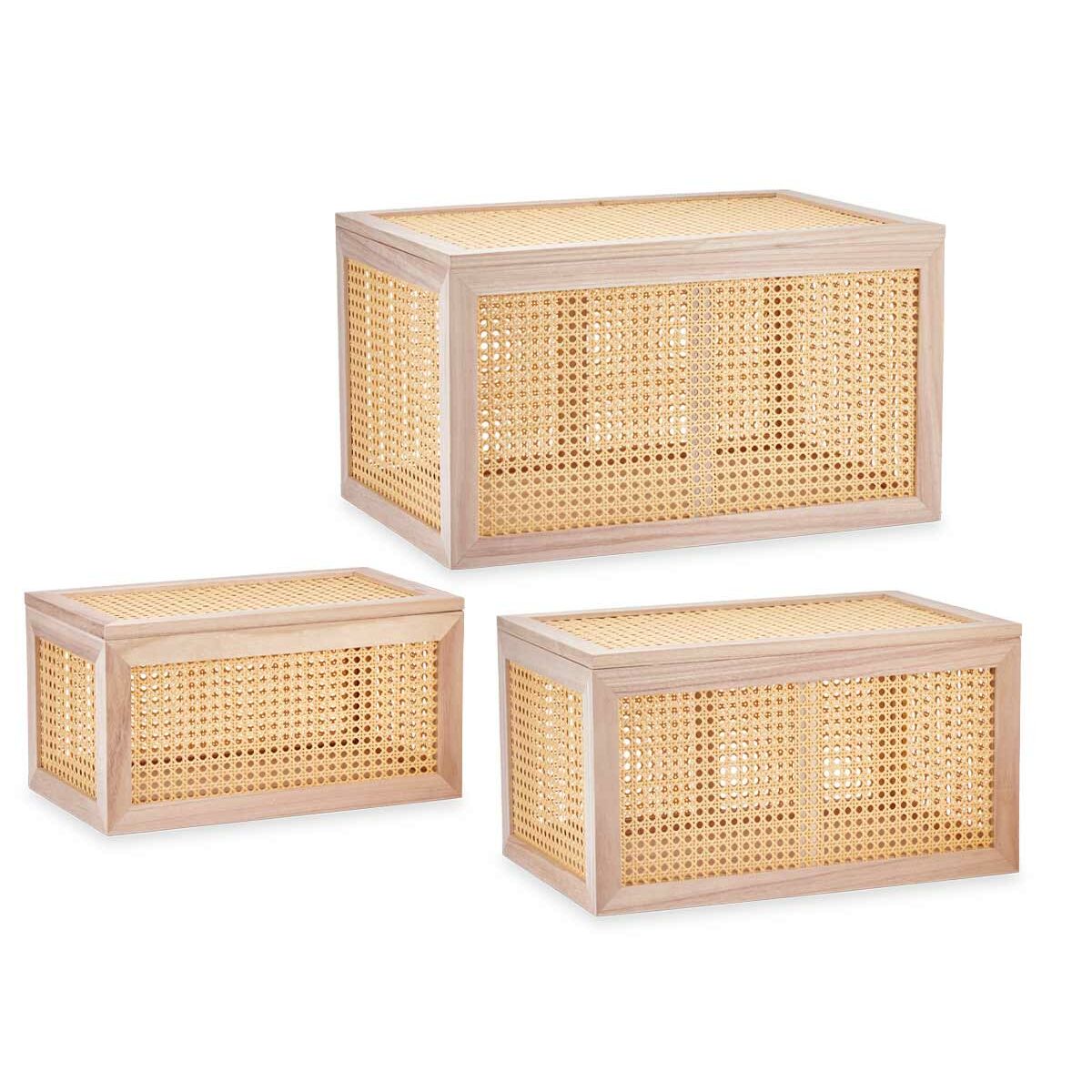 Conjunto de Baús Gift Decor Natural Madeira de paulónia 43 x 25 x 23 cm 50 x 32 x 28 cm 57 x 33 x 39 cm 3 Peças