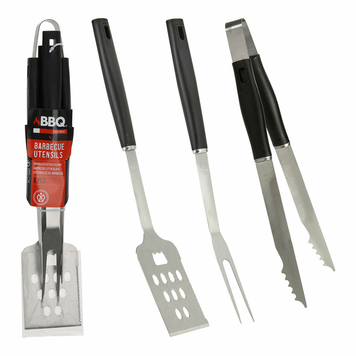 Utensílios para churrasco Preto 3 Peças