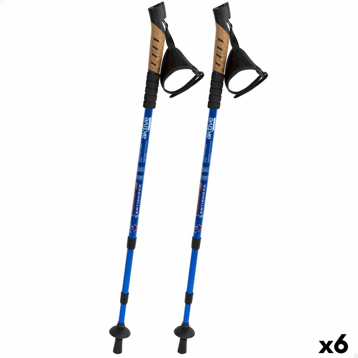 Conjunto de 2 bastões de trekking Aktive 5 x 135 x 5 cm (6 Unidades)
