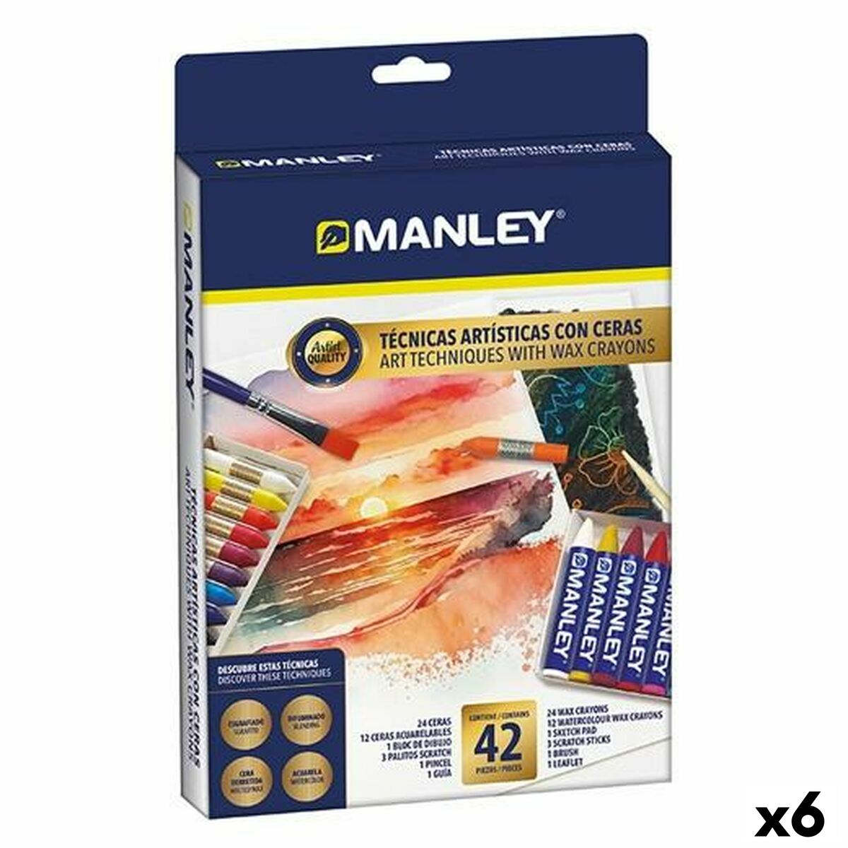 Conjunto de pintura Manley Multicolor Ceras de cores (6 Unidades)