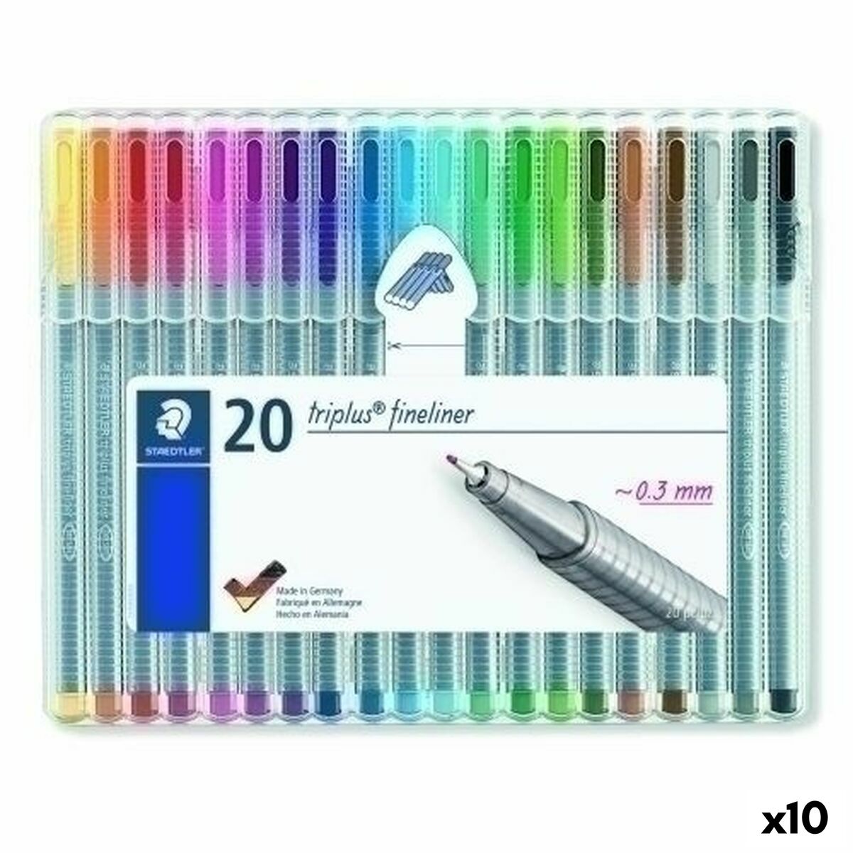 Conjunto de Canetas de Feltro Staedtler Triplus Fineliner Multicolor (10 Unidades)