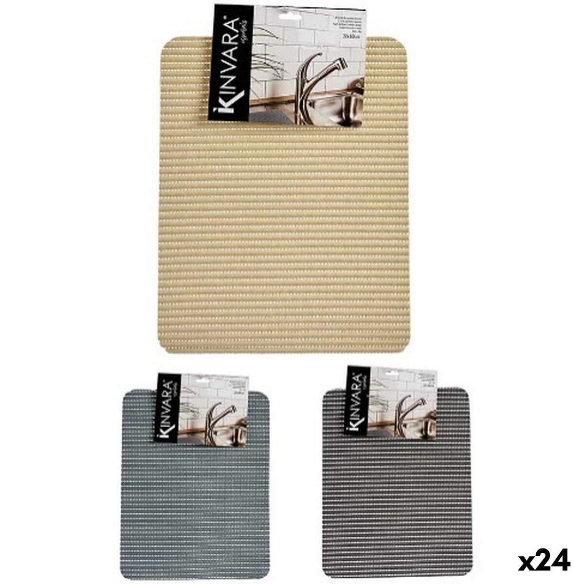 Tapete Antiderrapante Kinvara Plástico 40 x 1 x 32 cm (24 Unidades)