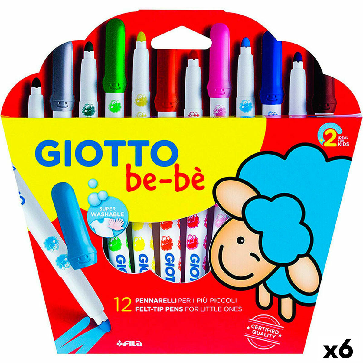 Conjunto de Canetas de Feltro Giotto BE-BÉ Multicolor (6 Unidades)