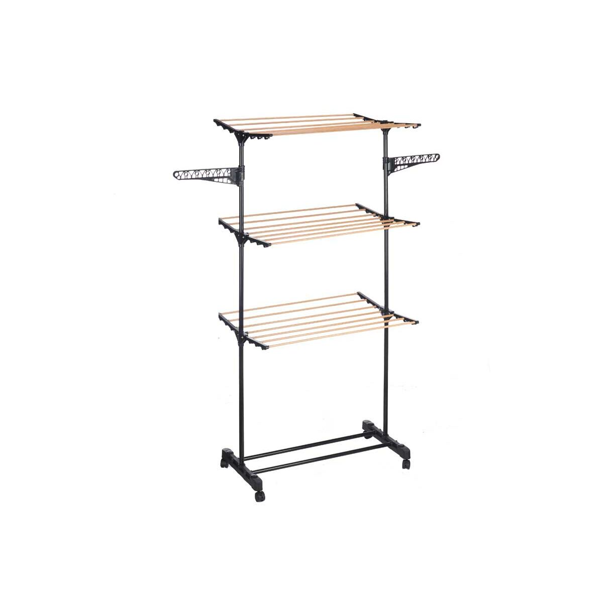 Estendal Kipit Preto Natural Ferro Plástico 82 x 165 x 59 cm 80 x 15 x 10 cm 15 x 80,7 x 10 cm