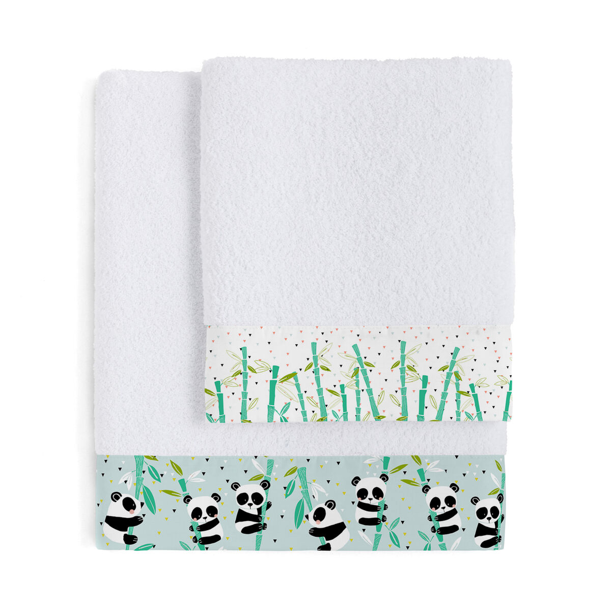 Jogo de toalhas HappyFriday Moshi Moshi Panda Garden Blue Azul 2 Peças