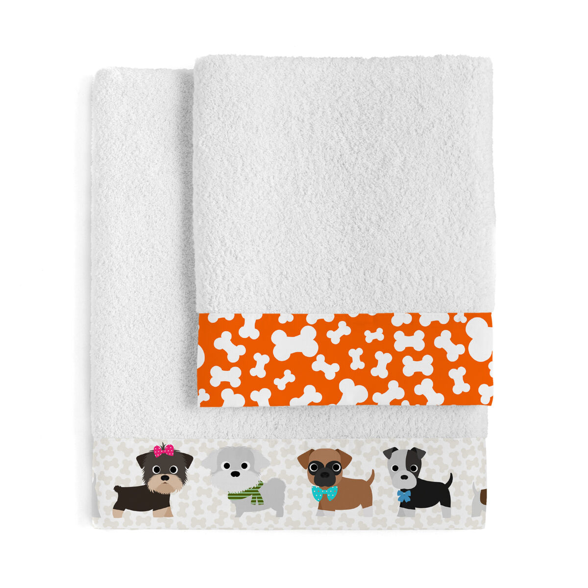 Jogo de toalhas HappyFriday Mr Fox Dogs Multicolor 2 Peças