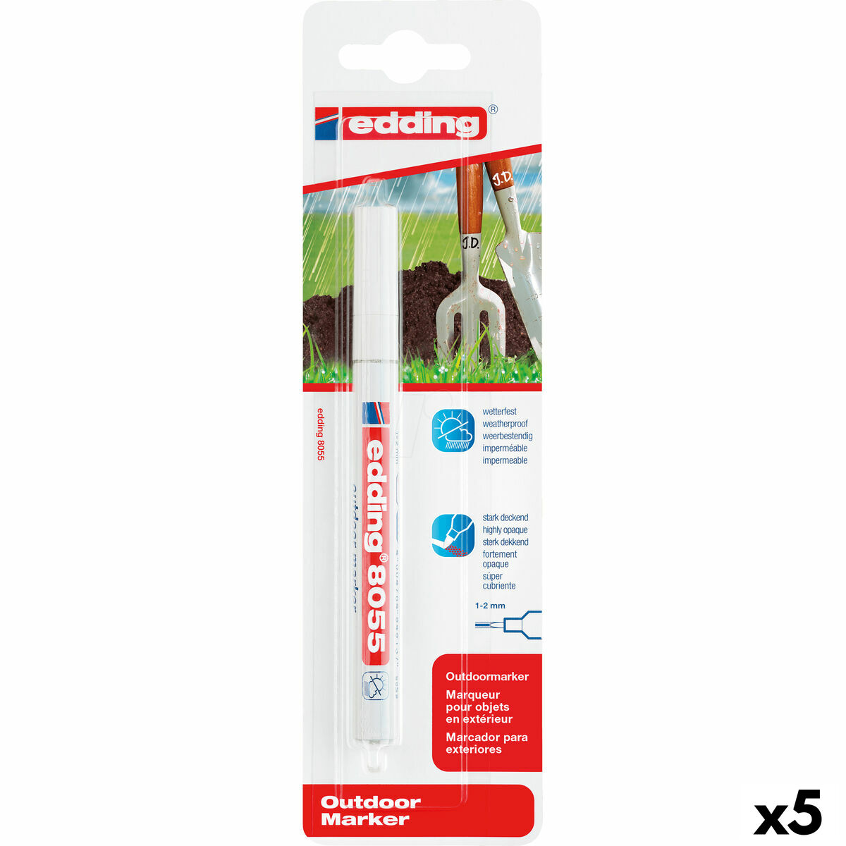 Rotulador permanente Edding 8055 Branco 1-2 mm (5 Unidades)