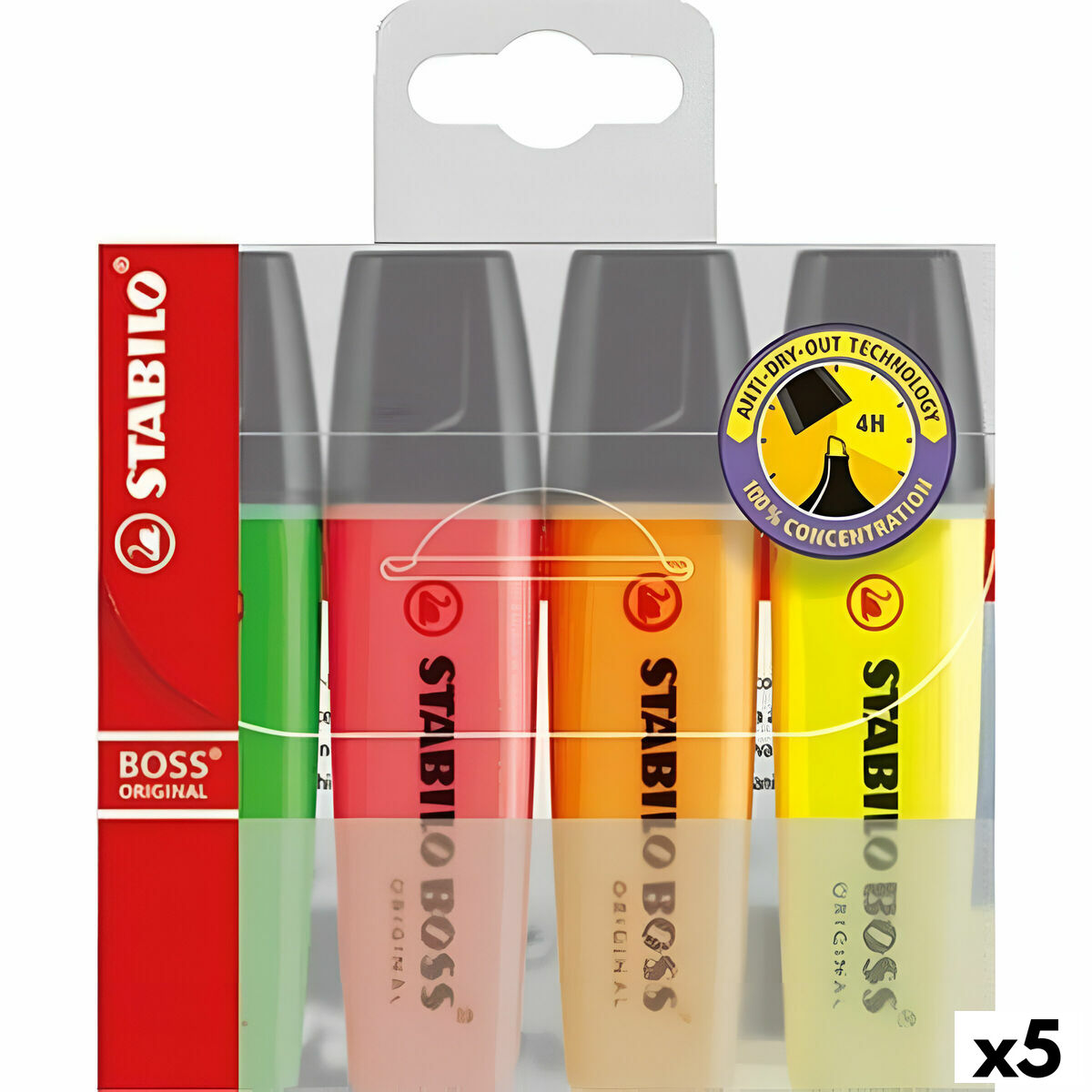 Conjunto de Marcadores Fluorescentes Stabilo Boss Multicolor (5 Unidades)