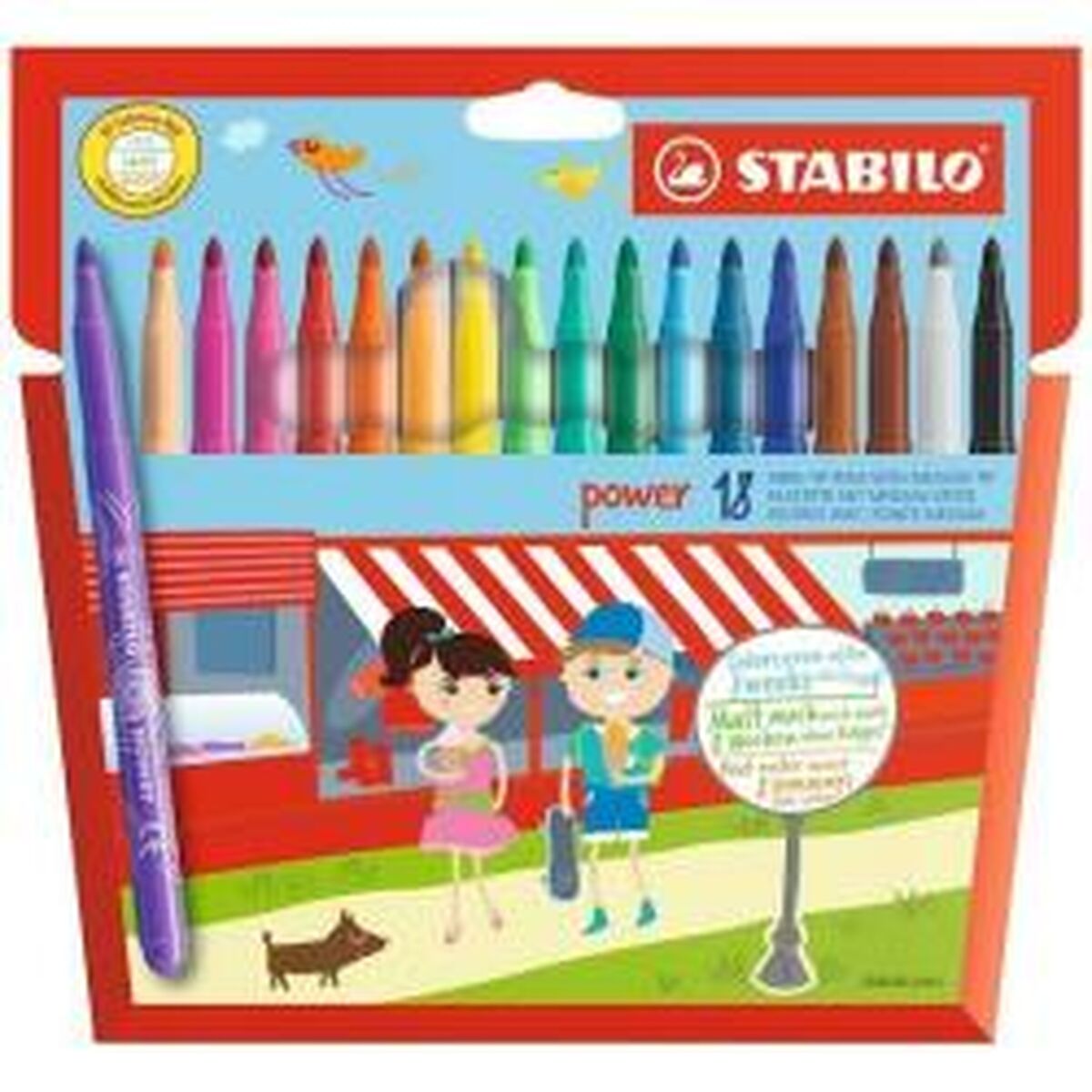 Conjunto de Canetas de Feltro Stabilo power Multicolor 18 Peças