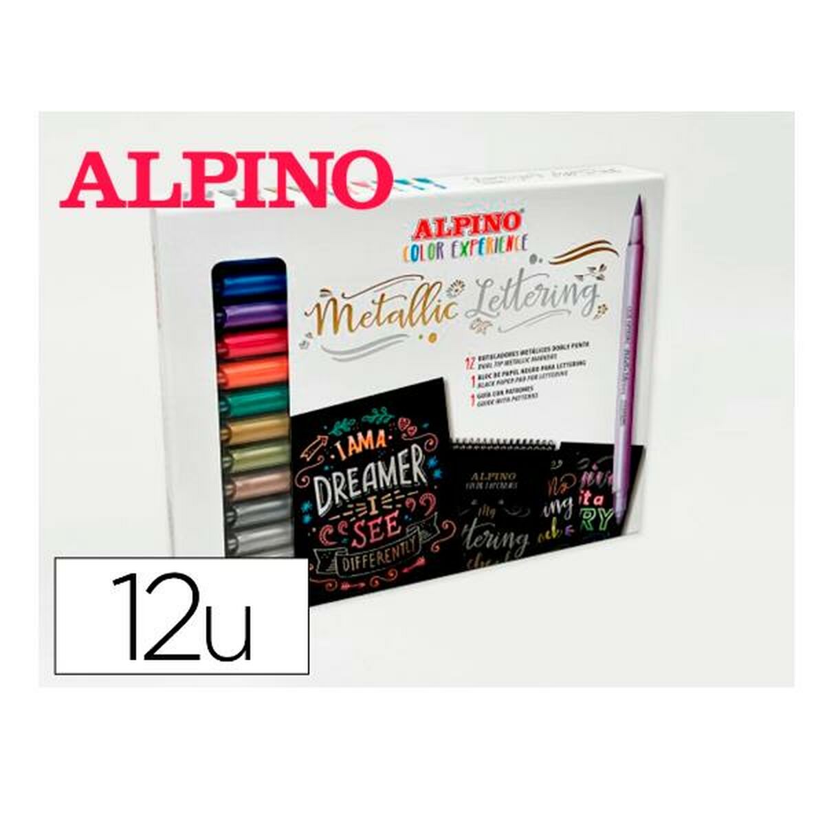 Conjunto de Canetas de Feltro Alpino AR010701 Preto Multicolor 12 Peças