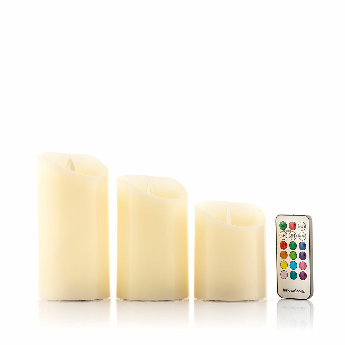 Velas LED Multicor Efeito Chama com Comando Lendles InnovaGoods Branco 3 Unidades (Recondicionado A)