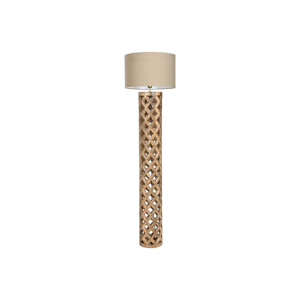 Luminária de chão Home ESPRIT Bege Natural Madeira de mangueira 220 V 41,5 x 41,5 x 158 cm