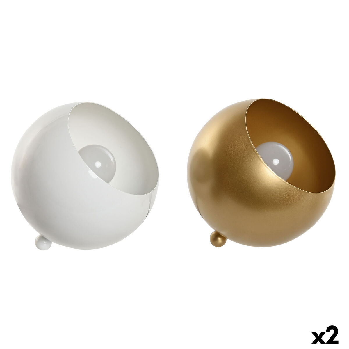 Lâmpada de mesa Home ESPRIT Branco Dourado Metal 50 W 220 V 15 x 15 x 15 cm (2 Unidades)