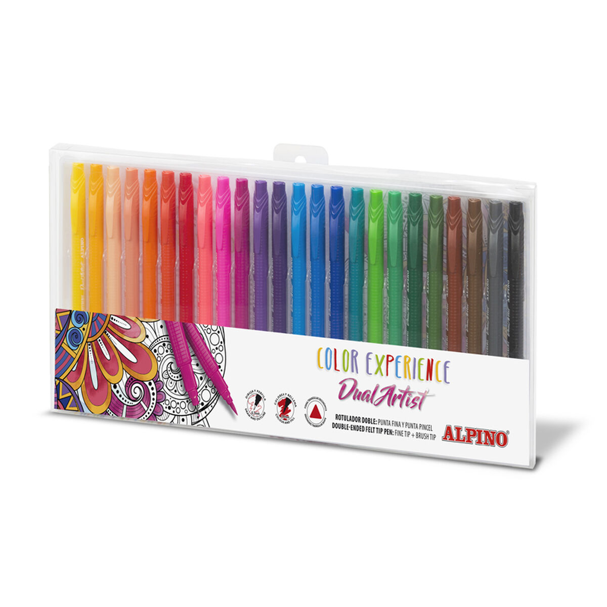 Conjunto de Canetas de Feltro Alpino AR000187 Multicolor Ponta dupla (24 Peças)
