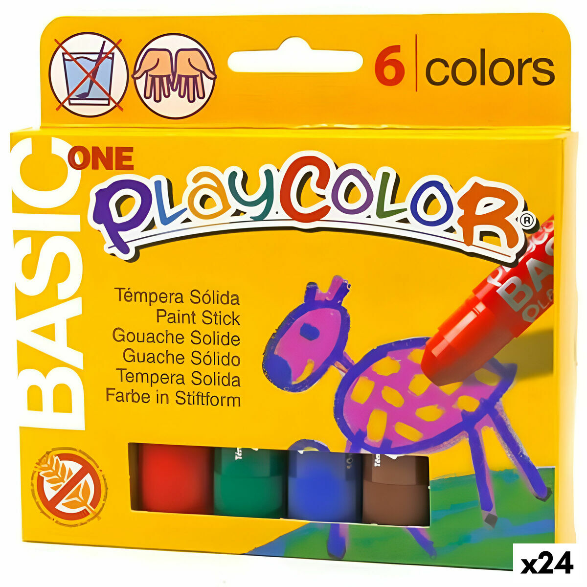 Têmperas sólidas Playcolor Basic One Multicolor (24 Unidades)