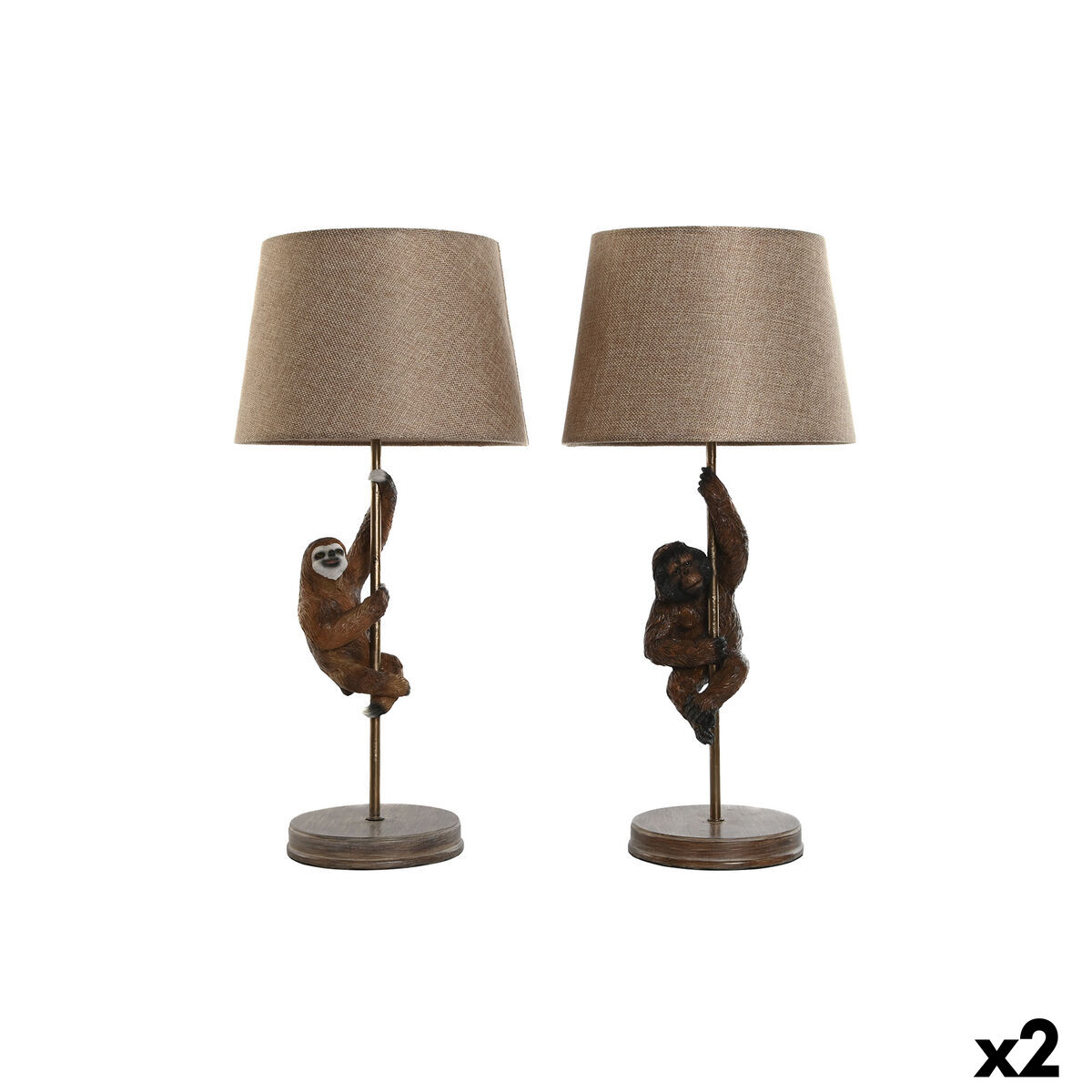 Lâmpada de mesa Home ESPRIT Castanho Metal Resina 50 W 220 V 26 x 26 x 53,5 cm (2 Unidades)