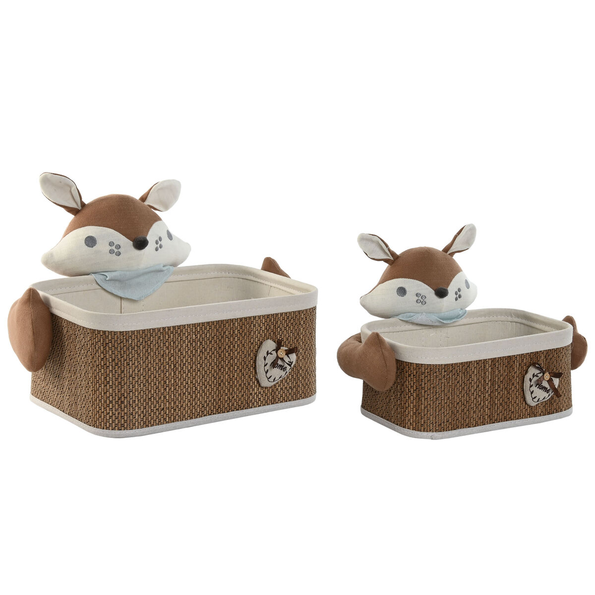 Conjunto de Cestas Home ESPRIT Azul Castanho 43 x 33 x 32,5 cm 2 Peças