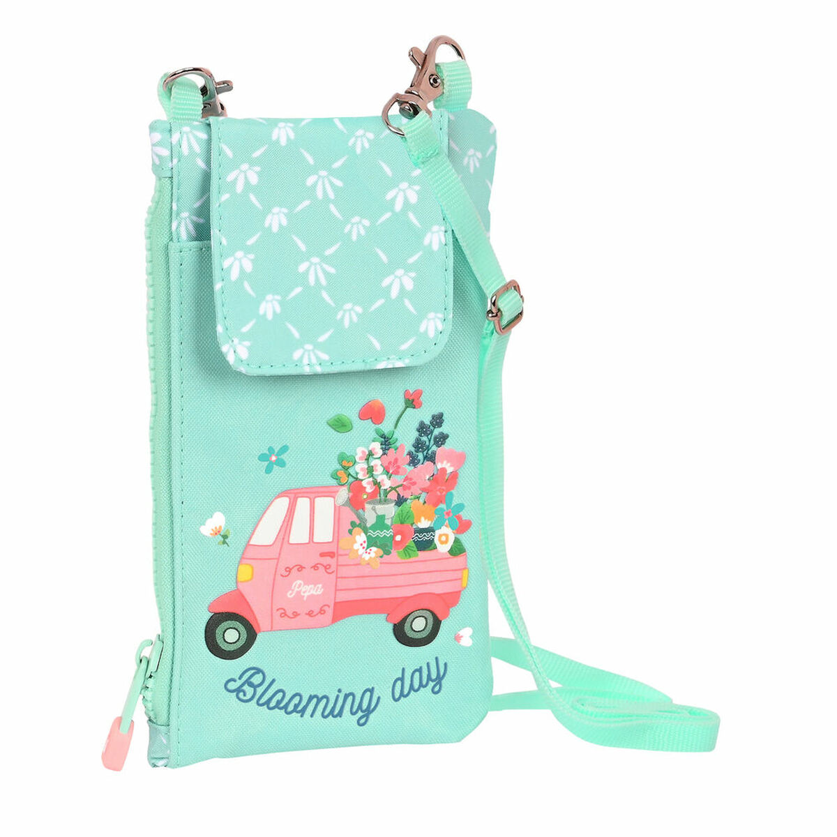 Porta-moedas Glow Lab Pepa Bloomig Day Verde Multicolor 10 x 19 cm Capa para Telemóvel