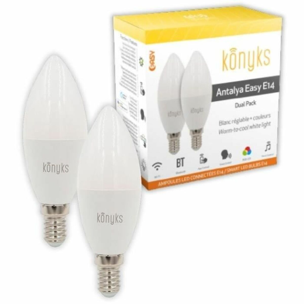Lâmpada LED vela Konyks e14 Branco