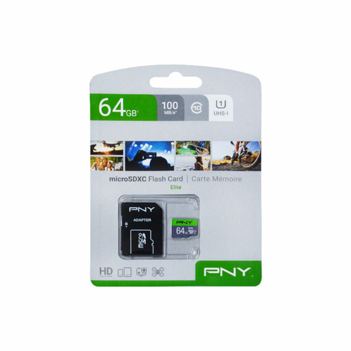 Cartão de Memória Micro SD com Adaptador PNY P-SDUX64U185GW-GE 64
