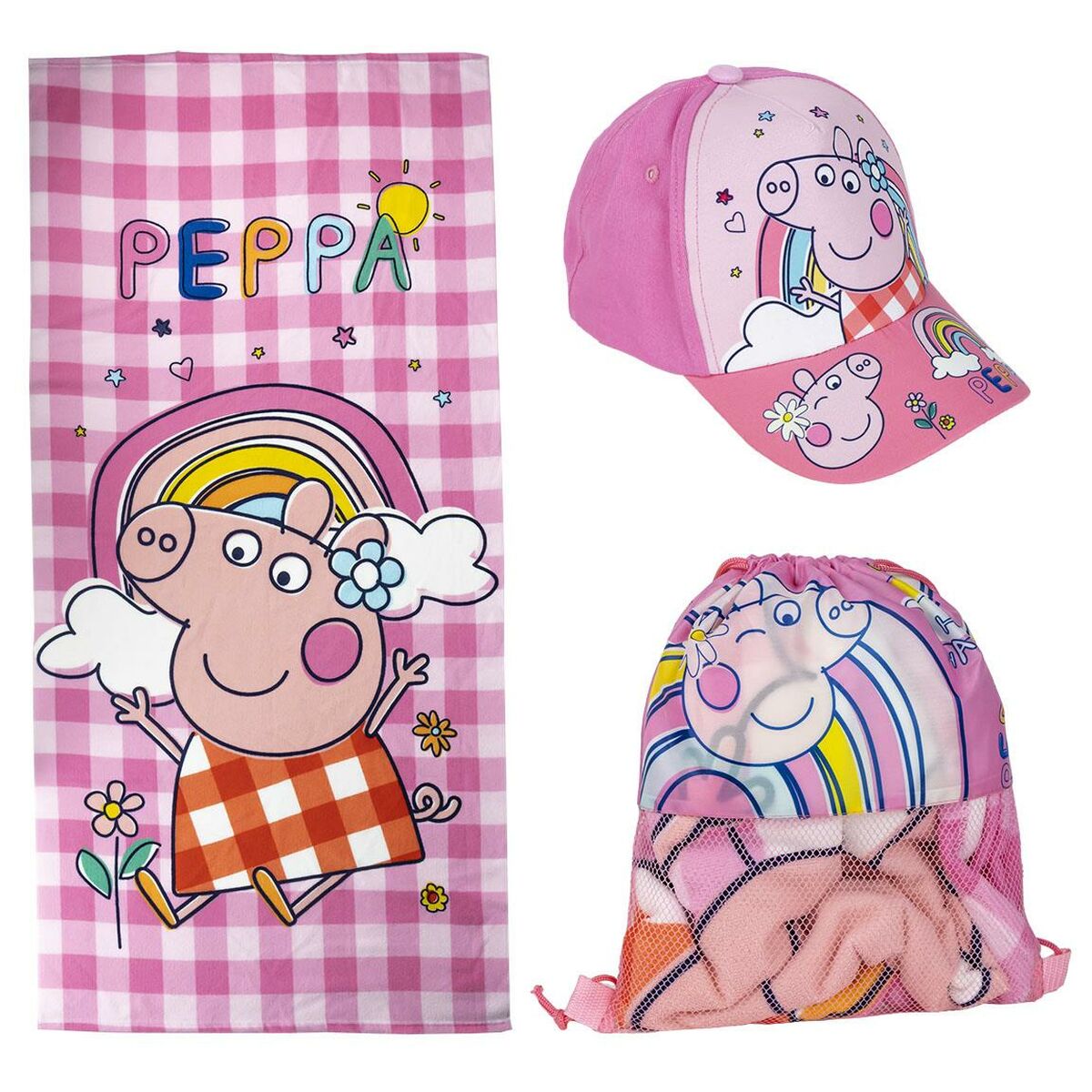 Conjunto de Verão Infantil Peppa Pig Cor de Rosa 3 Peças